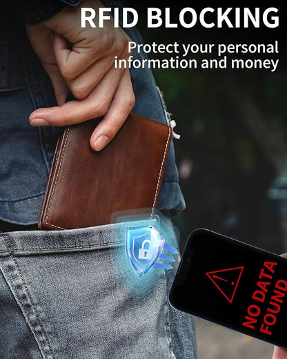 Mens Wallet Bifold Genuine Leather RFID Blocking Wallet - Image 4