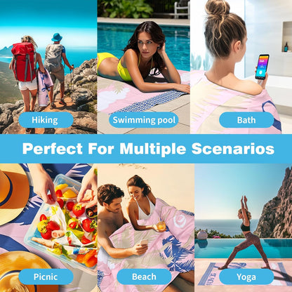 Large Beach Towel, 71" x 39" Oversized Lightweight Compact Quick Dry Sand Free Towel for Travel Swim Pool Yoga Gym Camping (Pink)