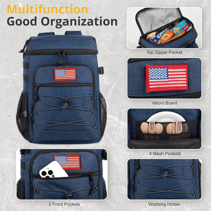 Tactical Backpack Cooler, 25L Cooler Backpack Insulated Leak-Proof, Heavy Duty Large Lunch Backpack, Waterproof Ice Chest Backpack for Men Women Adults Work Daytrip Camping Beach Hiking Accessories