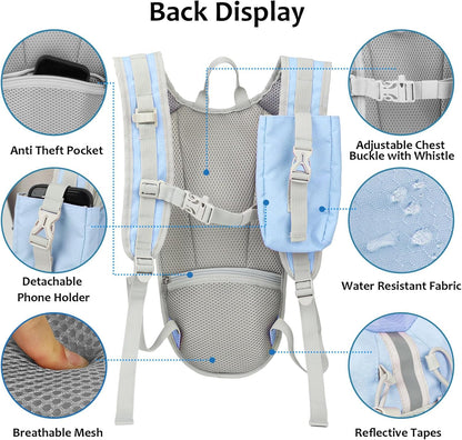 Lightweight Hydration Backpack 2L Water Bladder Pack for Running, Cycling, Hiking – Anti-Theft Water Backpack with Phone Holder, Trekking Pole Holder & Reflective Strips for Men & Women
