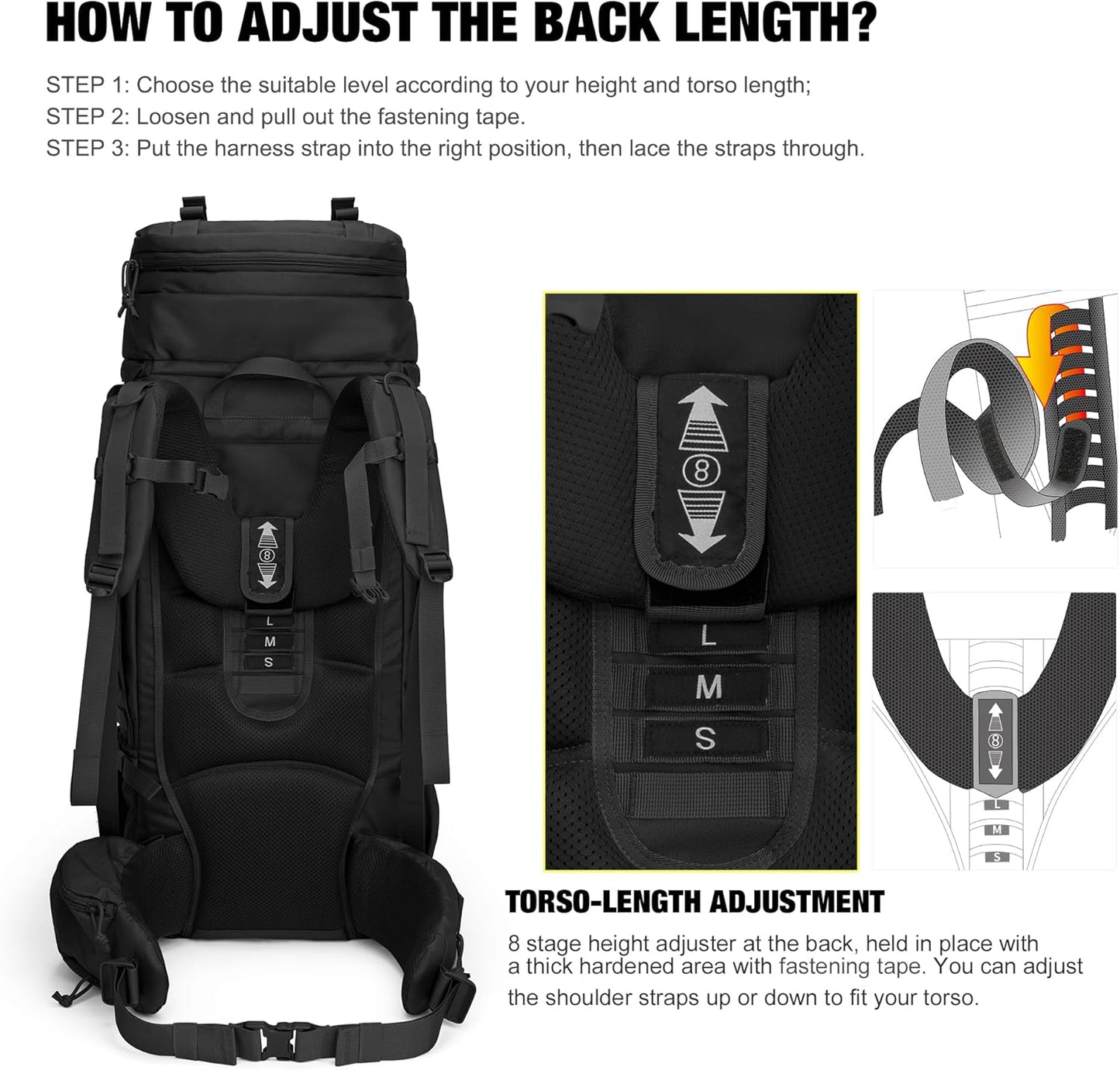 Mardingtop 75L Molle Hiking Internal Frame Backpacks with Rain Cover for Camping,Backpacking,Travelling