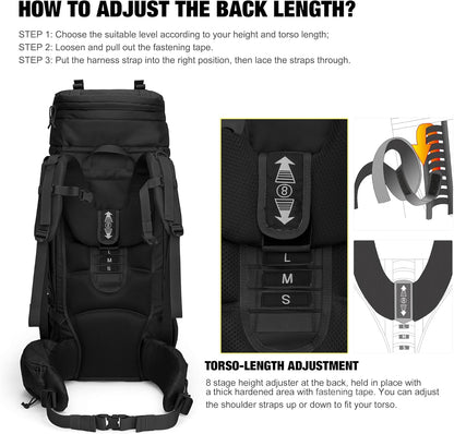 Mardingtop 75L Molle Hiking Internal Frame Backpacks with Rain Cover for Camping,Backpacking,Travelling