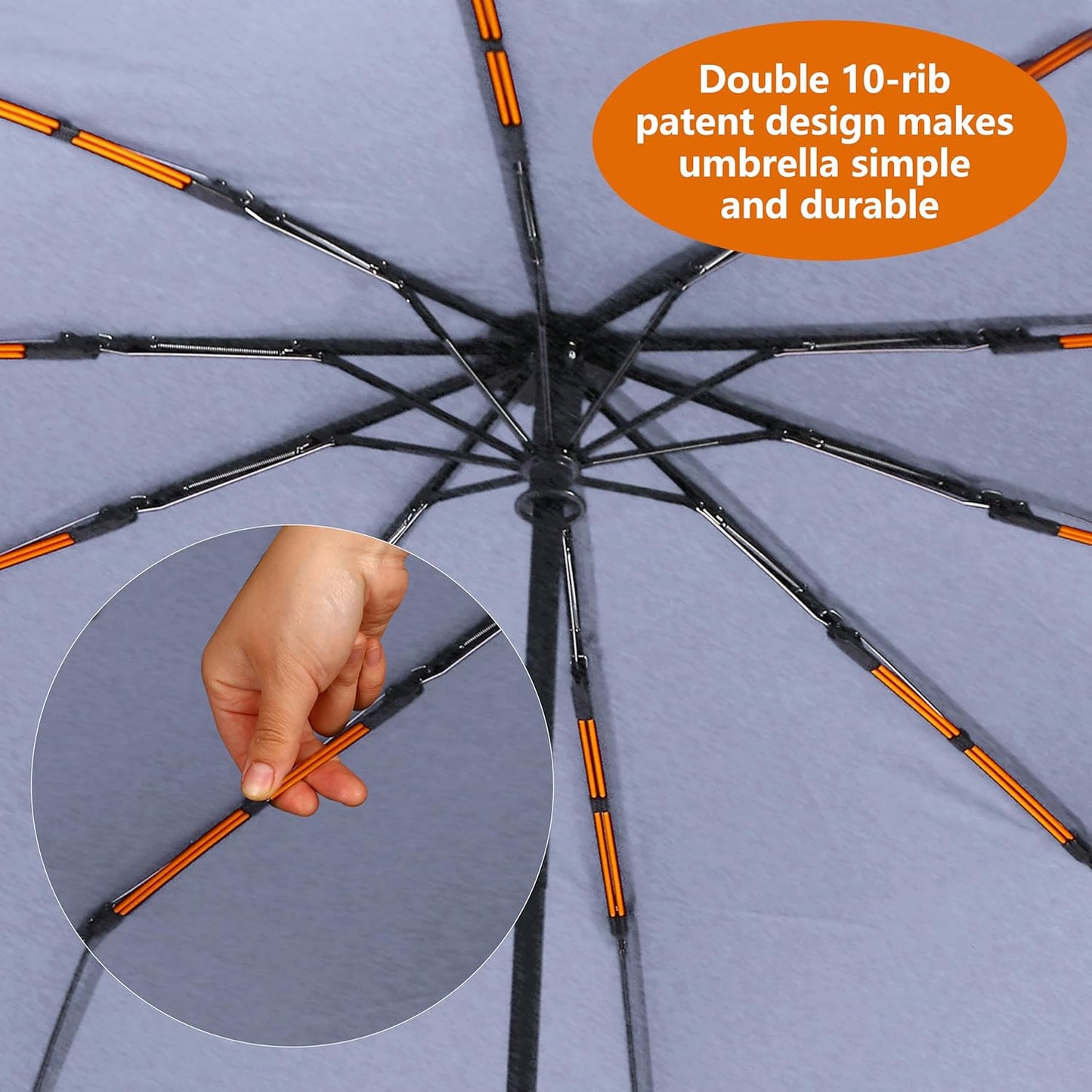 46 Inch Compact Umbrellas for Rain - Travel Small Umbrella - Automatic Folding Umbrella - Windproof Portable Umbrella, Double 10-rib