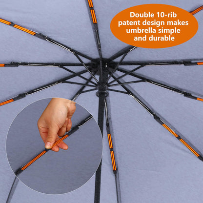 46 Inch Compact Umbrellas for Rain - Travel Small Umbrella - Automatic Folding Umbrella - Windproof Portable Umbrella, Double 10-rib