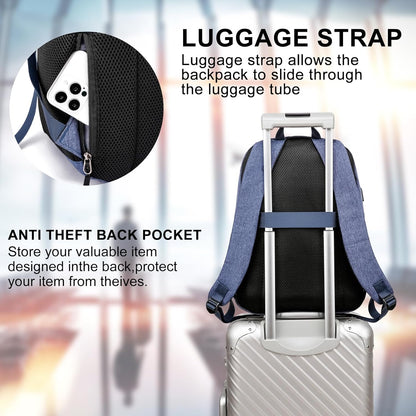 School backpack for Teen Boy, 15.6 inch Laptop Backpack with USB Charging Port, Large Computer Bookbag with Compartments, Ergonomic Straps, Blue