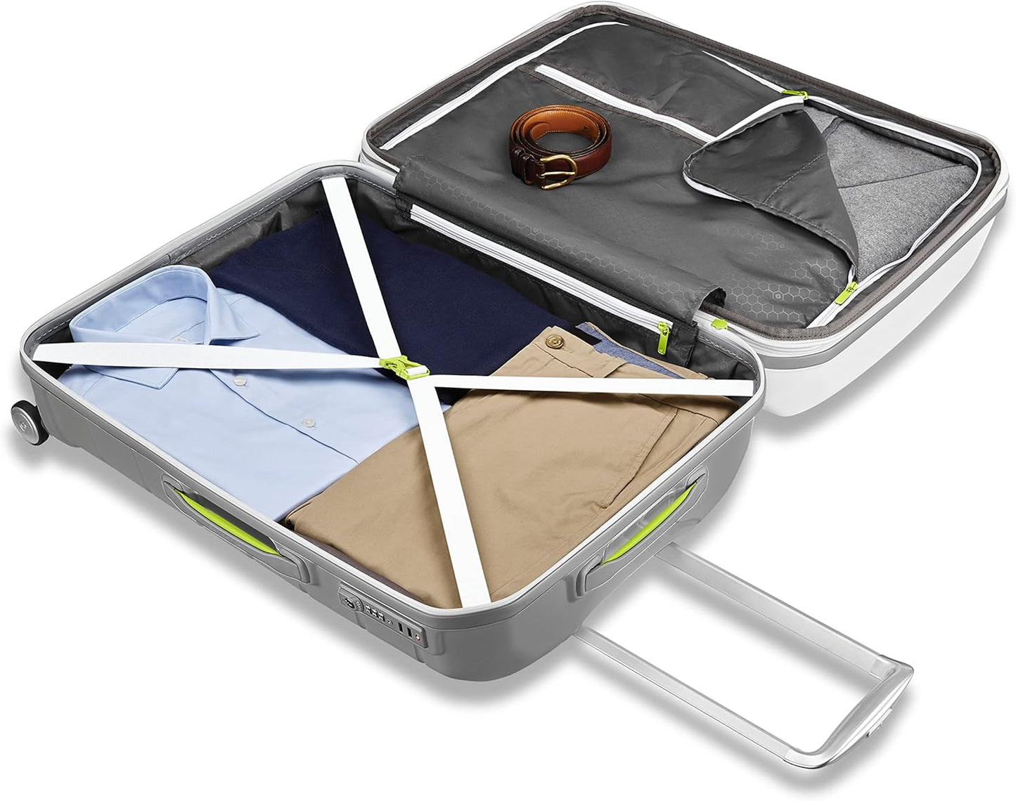 Samsonite Freeform Hardside Expandable Luggage with Spinners, White/Grey, 2PC SET (Carry-on/Large)