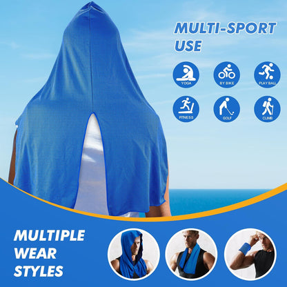 4 Pack Cooling Hoodie Towels for Neck and Face, UPF 50 Sun Protection & Instant Cooling, Ice Towels for Hot Weather, Soft Breathable Towel for Sport, Work Out, Gym, Camping & More Activities
