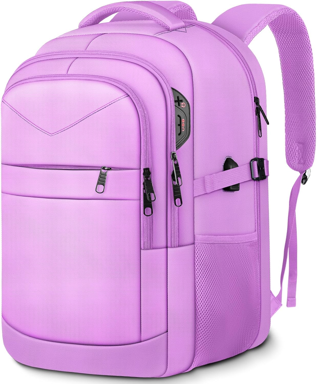 Lapsouno Laptop Backpack, Travel Laptop Backpack, 15.6 Inch Carry on Backpack with USB Port, Anti Theft TSA Travel Bag for Women, College School Backpack for Women, Light Purple