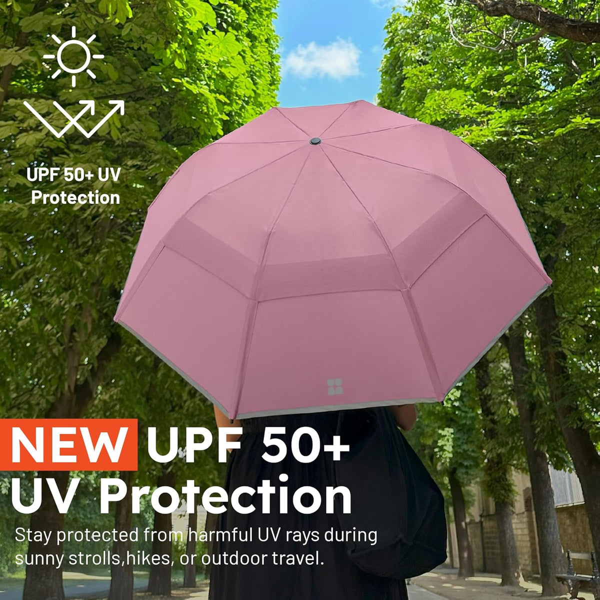 Weatherman Premium Collapsible Small Travel Umbrella Compact - Windproof, Resists Up to 55 MPH Winds - Foldable Travel Umbrellas for Rain & Wind - Easy Auto Open w/Strong Fiberglass Frame (Sage)
