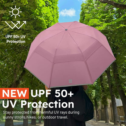 Weatherman Premium Collapsible Small Travel Umbrella Compact - Windproof, Resists Up to 55 MPH Winds - Foldable Travel Umbrellas for Rain & Wind - Easy Auto Open w/Strong Fiberglass Frame (Sage)