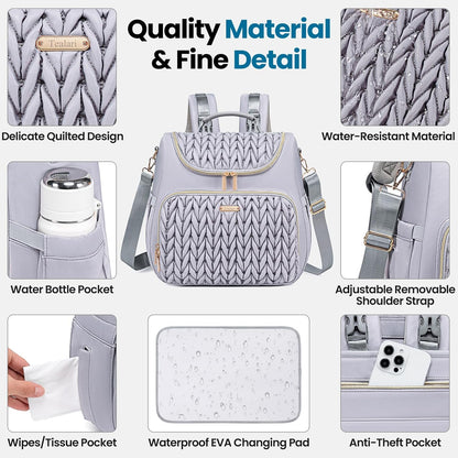 4 in 1 Convertible Diaper Bag Backpack,Waterproof Baby Diaper Bag with Changing Pad,Converts into Baby Tote Bag,Diaper Backpack,Stroller Bag and Crossbody Diaper Bag