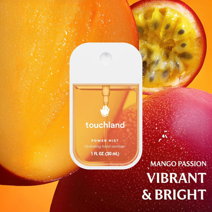 Touchland Power Mist Hydrating Hand Sanitizer Spray, JUICY 5 Set (Citrus, Berry, Watermelon, Peach, Mango), 1 FL. OZ. Travel Size (Set of 5)