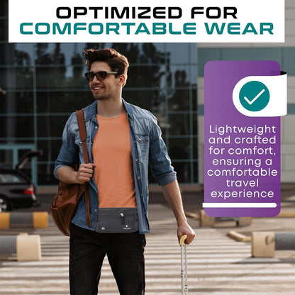 Travel Money Belt & Passport Holder - RFID Blocking Slim Travel Wallet & Fanny Pack for Men and Women - Essential Travel Pouch for Cash, Credit Cards, and Documents (Green Color)