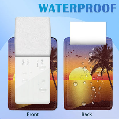 Sunset with Palmtree Silhouette 2 PCS Luggage Tags, Privacy Cover ID Label with Stainless Steel Loop and Address Card for Travel Bag Suitcase