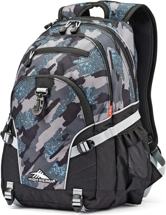 High Sierra Loop Backpack, Travel, or Work Bookbag with tablet sleeve, One Size, Graffiti/Black/Ash