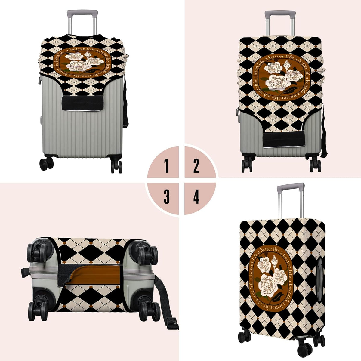 Travel Luggage Cover Suitcase Protector Fits 18-32 Inch Wheel Covers PatternedTravel Related Items Flower Luggage Protector Elastic L
