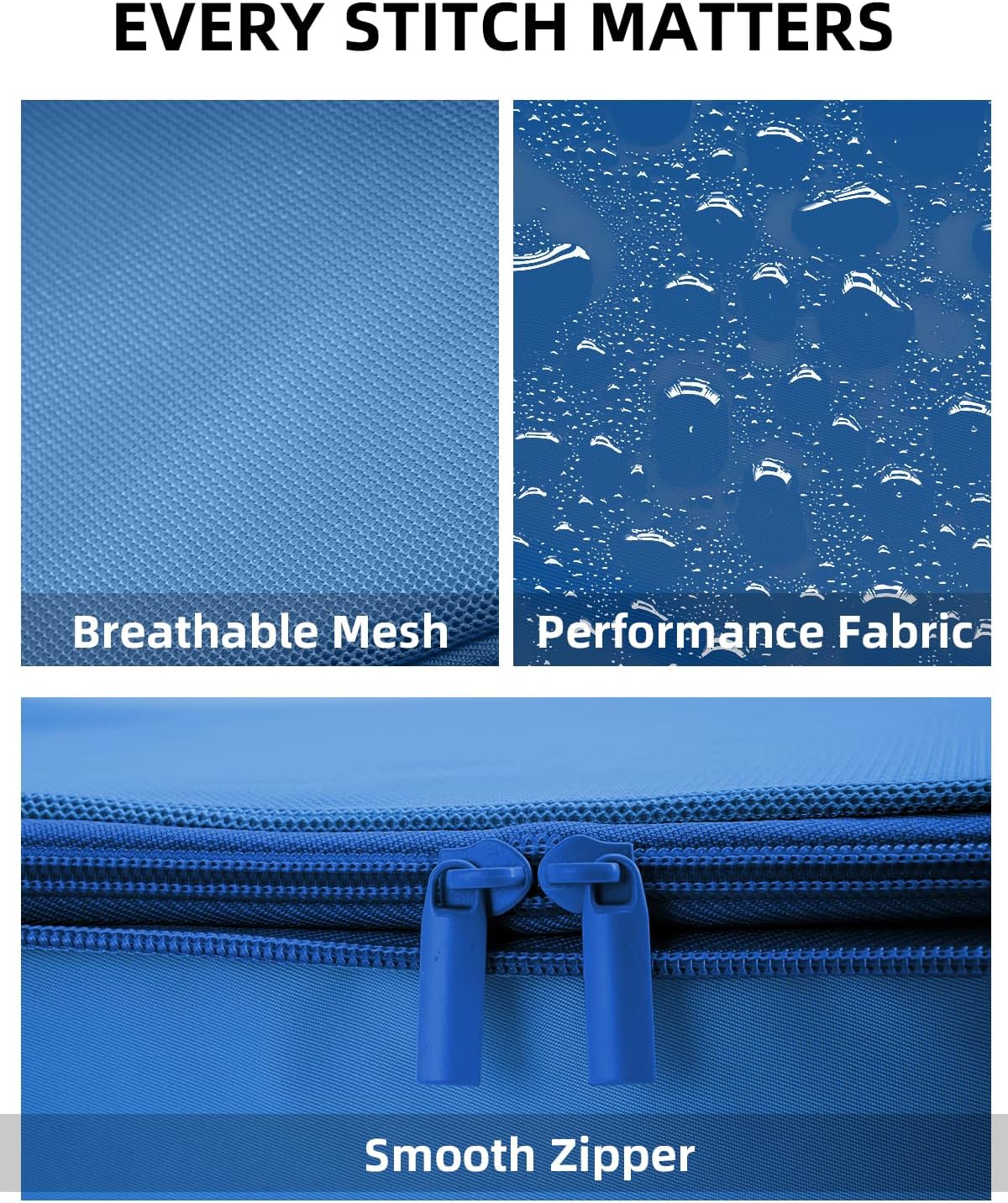 6 Set Compression Packing Cubes for Travel, Large Medium Small Luggage Organizers, Storage Bags for Clothes (6 Pack, Dark Blue)