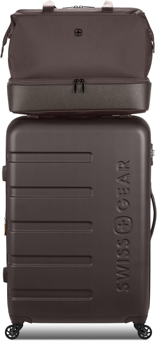 SwissGear 7366 Hardside Expandable Luggage with Spinner Wheels, Chocolate, 2-Piece Set (Weekender/27)