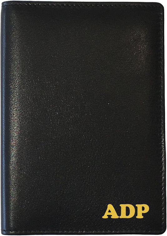 Personalized Monogrammed Black Leather RFID Passport Wallet