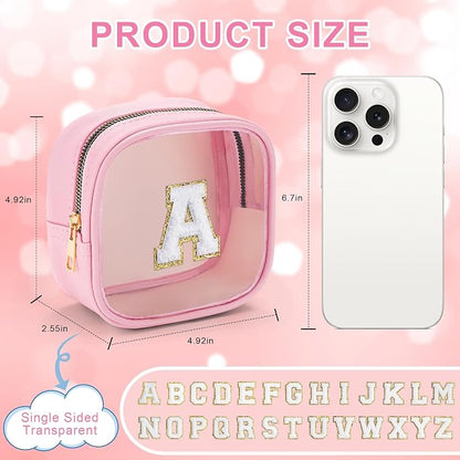 YOOLIFE Initial Mini Makeup Bag | Make Up Bag Travel Toiletry Bag | Clear - Image 3