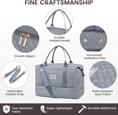 LOVEVOOK Travel Duffle Bag,Weekender Bags for Women with Shoe Compartment，Carry on Overnight Bag with Toiletry Bag,Gym Duffel Bag with Wet Pocket, Hospital Bags for Labor and Delivery