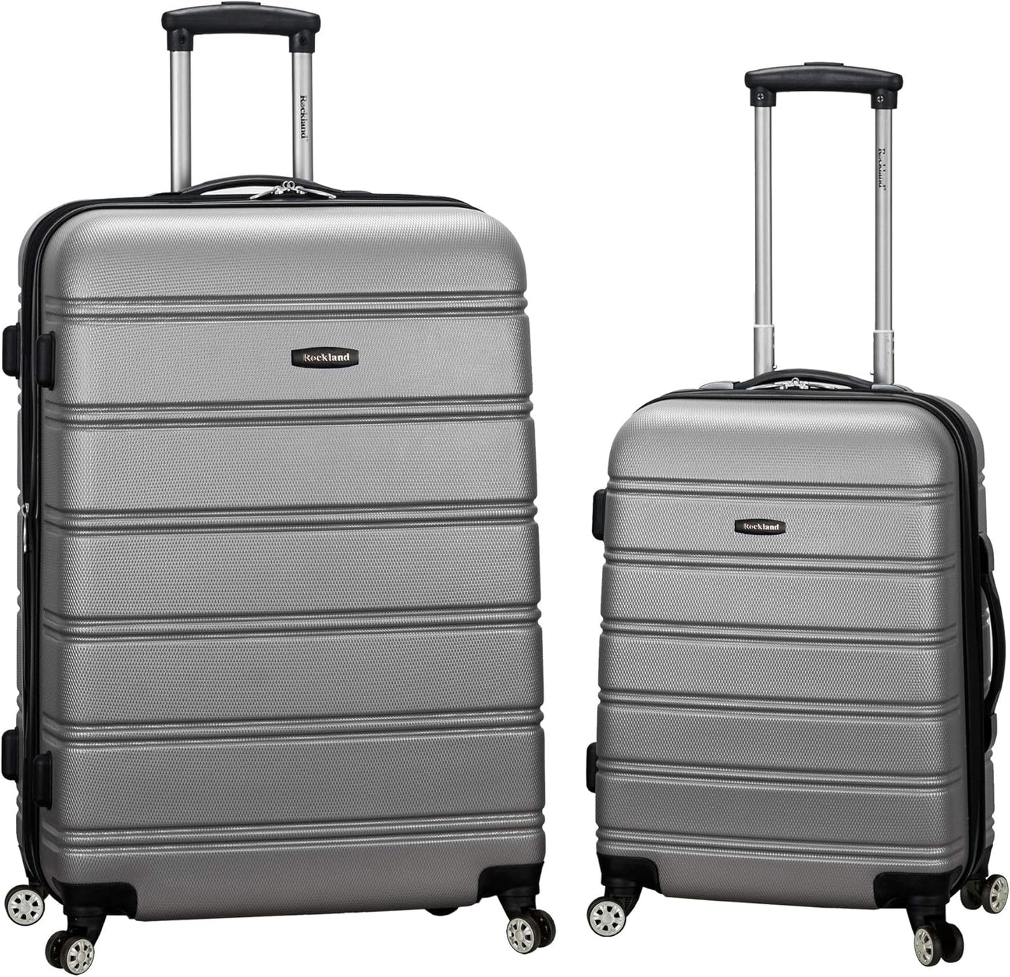 Rockland Melbourne Hardside Expandable Spinner Wheel Luggage, Silver, 2 Piece (20/28)