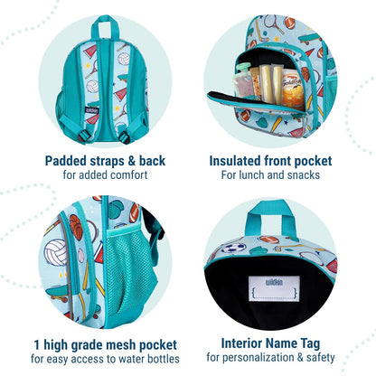 Wildkin 12-inch Kids Backpack – Padded, Adjustable, Ideal for Daycare & Travel - Team Spirit