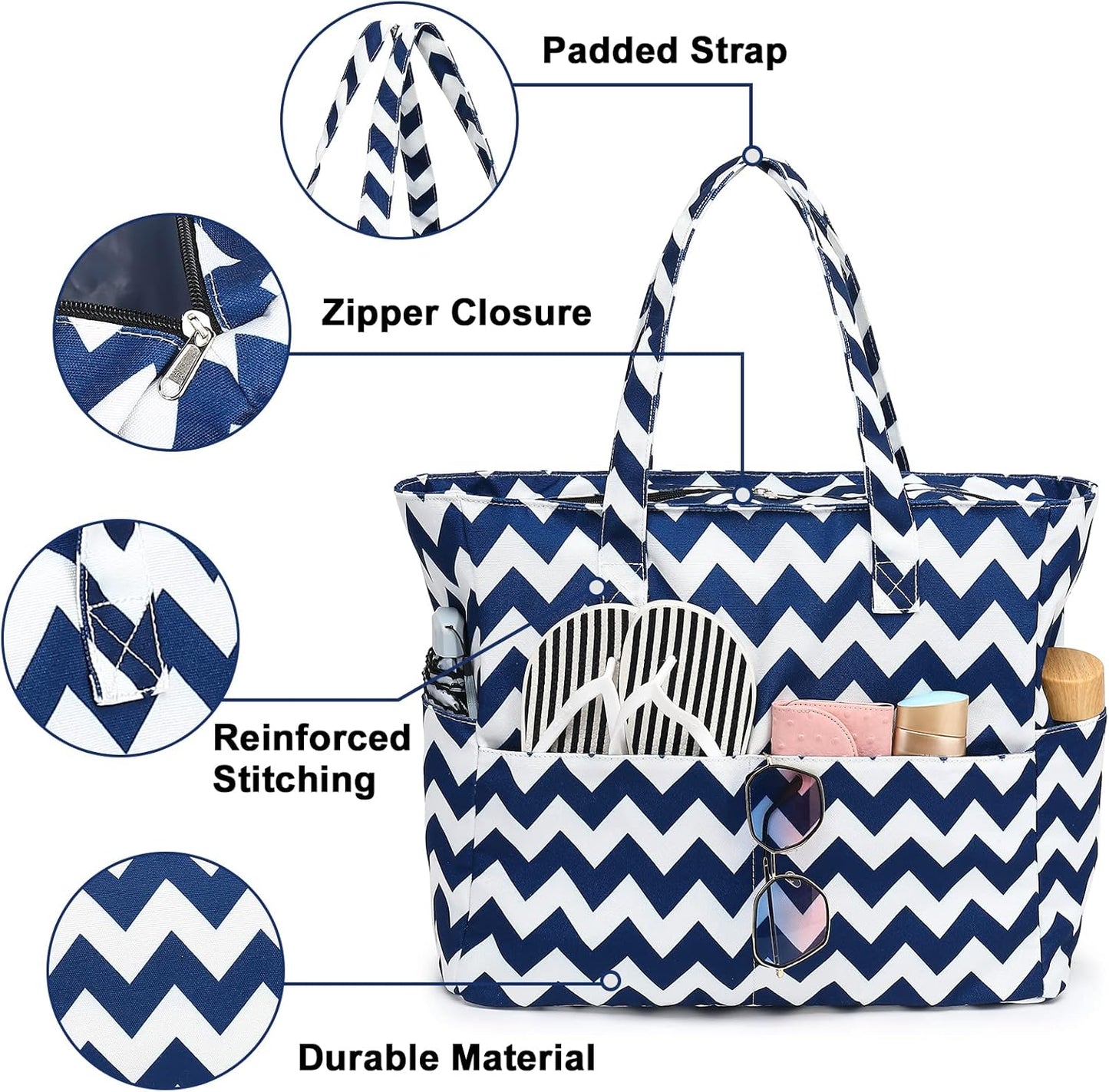 Waterproof Beach Tote Pool Bags for Women Ladies Extra Large Gym Tote Carry On Bag With Wet Compartment for Weekender Travel