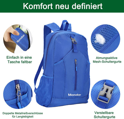 Ultralight 20L Foldable Backpack, Multi-Pocket Design, Compact to Palm-Sized, Ideal for Hiking, Travel & Daily Use