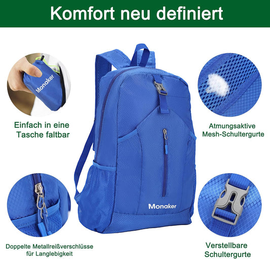 Ultralight 20L Foldable Backpack, Multi-Pocket Design, Compact to Palm-Sized, Ideal for Hiking, Travel & Daily Use