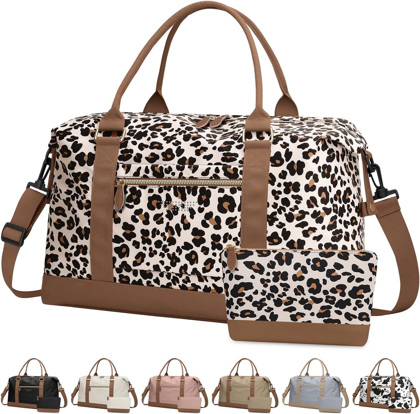 Travel Duffle Bag for Women, Weekender Bags, Hospital Bag for Labor Delivery,Lightweight Tote Duffel Overnight Bag with Luggage Sleeve,Airplane Travel Bags with Toiletry Bag,X-Large,Leopard