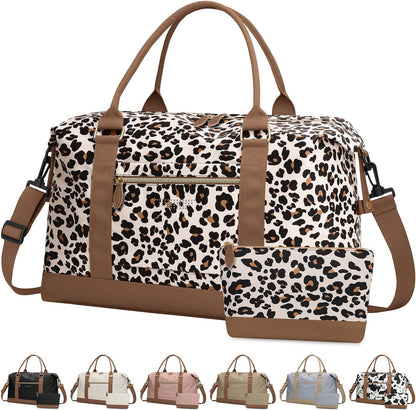 Travel Duffle Bag for Women, Weekender Bags, Hospital Bag for Labor Delivery,Lightweight Tote Duffel Overnight Bag with Luggage Sleeve,Airplane Travel Bags with Toiletry Bag,X-Large,Leopard