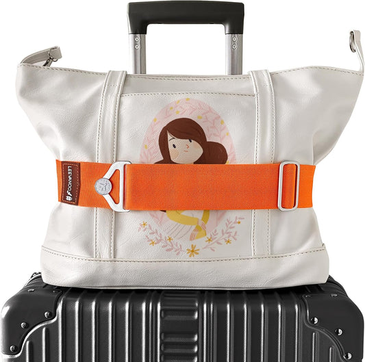 Luggage Straps for Suitcases Add a Bag Luggage Strap,2-in-1 Travel Belt for Luggage Straps Travel Belt Over Handle for Carry On Bag Adjustable Suitcase Belts Airport Travel Accessories Orange