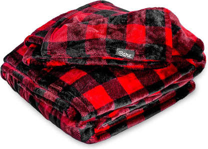 Bare Home Fleece Blanket - Full/Queen - Ultra-Soft Lightweight for Bed, Sofa, and Couch - Luxury Microplush - Cozy Warm Blanket (Full/Queen, Buffalo Plaid - Red/Black)