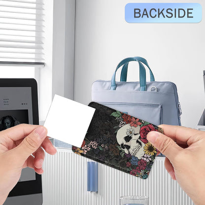 Skull Flowers Luggage Tags,2 Pack Luggage Tag,Leather Privacy Cover ID Label with Stainless Steel Loop for Women Men Kids Girls Travel