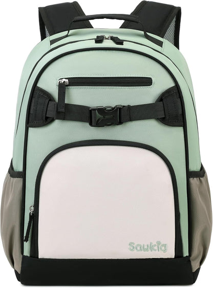 Lightweight Kids Backpack for School Kindergarten Elementary Backpacks for Boys Ages 6-8-10 (Pale Pistachio)