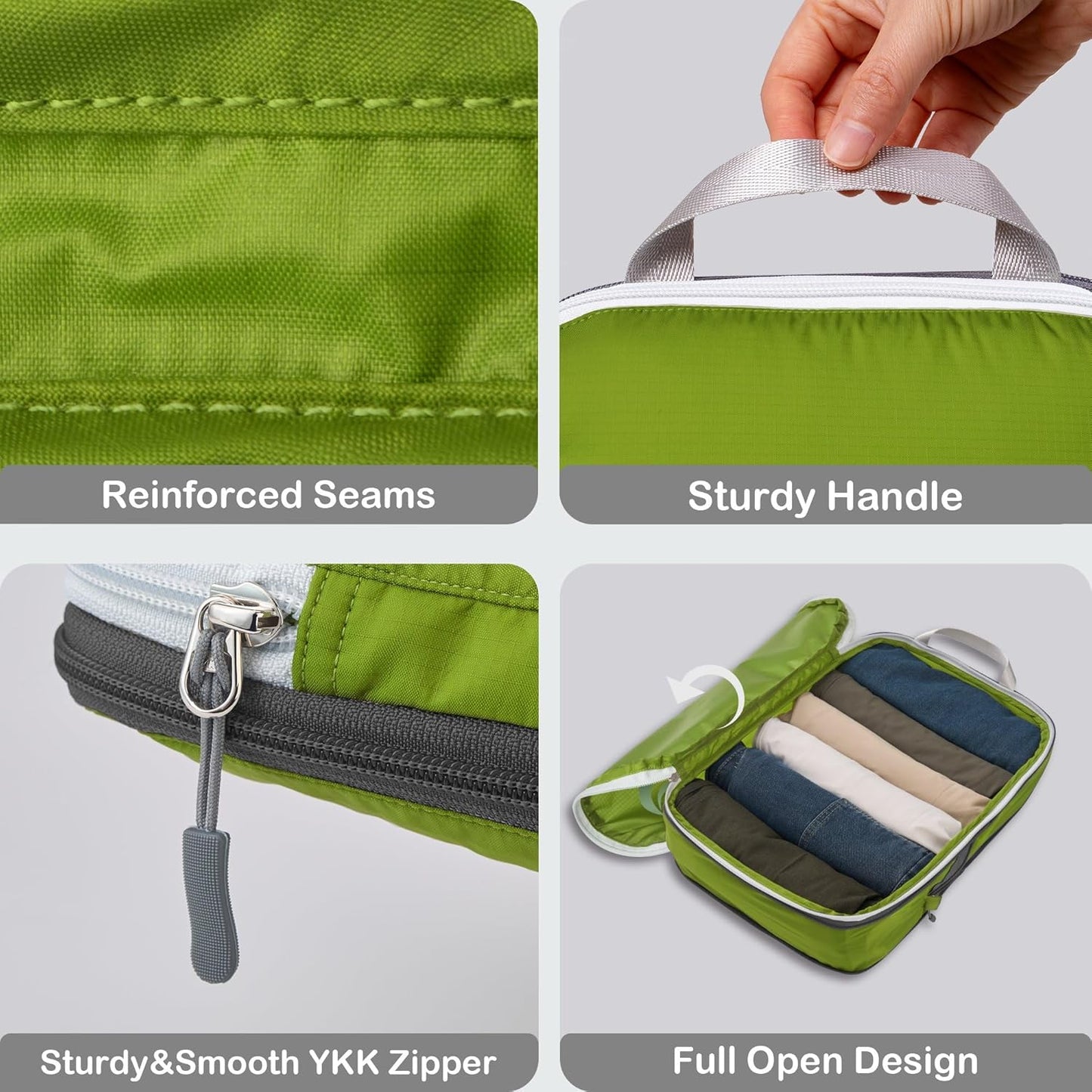 Cipway Compression Packing Cubes, Ultralight Luggage Organizer Bags, Travel Essentials for Carry on Suitcase (3 Piece,Green)