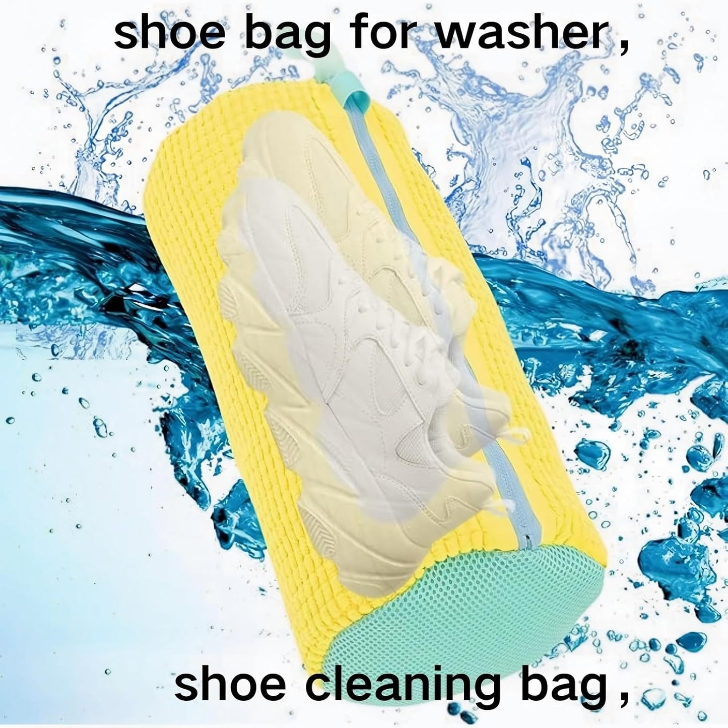 Shoe Cleaning Bag, Washing Machine Shoe Bag, Reusable Sneaker Cleaning Bag, Suitable for Washing Machines and Dryers, Shoe Cleaning Bag with Side Zipper and Hanging Cord (2-Pack, Gray)