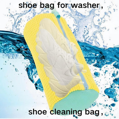 Shoe Cleaning Bag, Washing Machine Shoe Bag, Reusable Sneaker Cleaning Bag, Suitable for Washing Machines and Dryers, Shoe Cleaning Bag with Side Zipper and Hanging Cord (2-Pack, Gray)