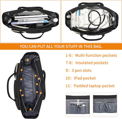 Laptop Tote Bag, Middle Size Computer Messenger Teacher Bag with 15.6'' Padded Laptop Sleeve