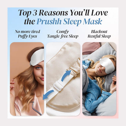 Silk Sleep Mask - Luxurious 100% Pure Mulberry Silk Eye Mask for Restful Sleep and Travel, Hypoallergenic, Cooling, Total Blackout, Adjustable for Women & Men (Champagne Gold)