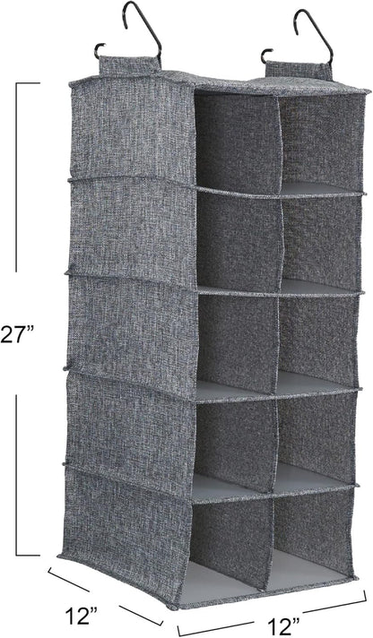 Household Essentials 10 Pocket Hanging Shoe Closet Organizer with Hooks