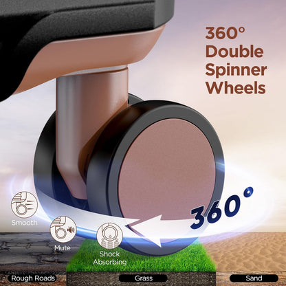 SHOWKOO Carry On Luggage Hardshell Lightweight Luggage Set, Suitcase with Double Spinner Wheels Tsa Lock White 3 piece set Black (DB/TB/20in)