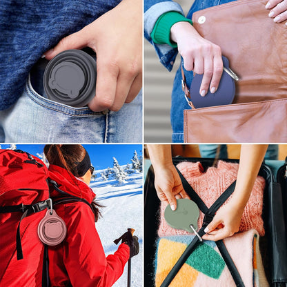 IYYI Collapsible Cup for Traveling, Silicone Foldable Cup, Camping Mug with Lid, Folding Mug for Camping, Hiking, Outdoors, Travel (2 Pack-Blue-Orange)