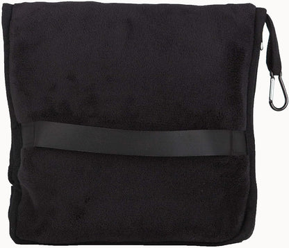 BlueHills Premium Soft Tall Travel Blanket Pillow Airplane Flight Blanket Long Throw in Bag Pillowcase with Backpack Clip Compact Large Long Traveling Essentials Portable Black T054