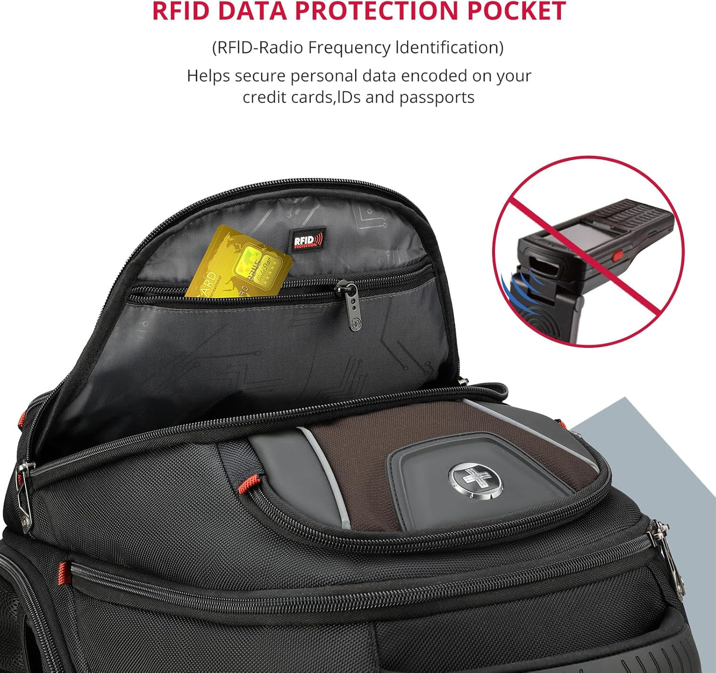 Swissdigital Design Men's Laptop Backpack for Man，Large Capacity Business Travel Backpack Black/Brown