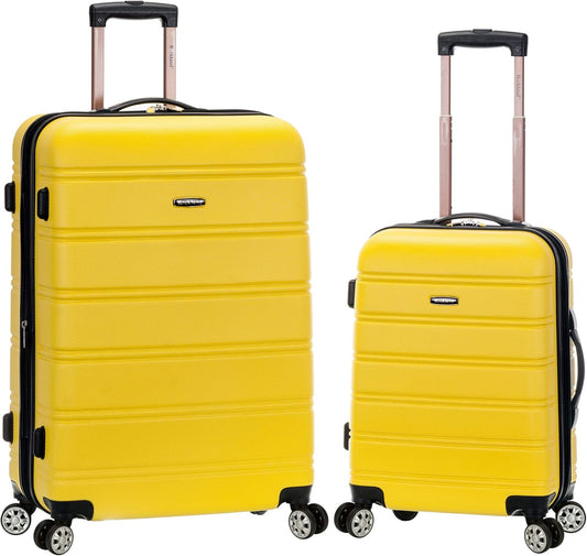 Rockland Melbourne Hardside Expandable Spinner Wheel Luggage, Yellow, 2 Piece (20/28)