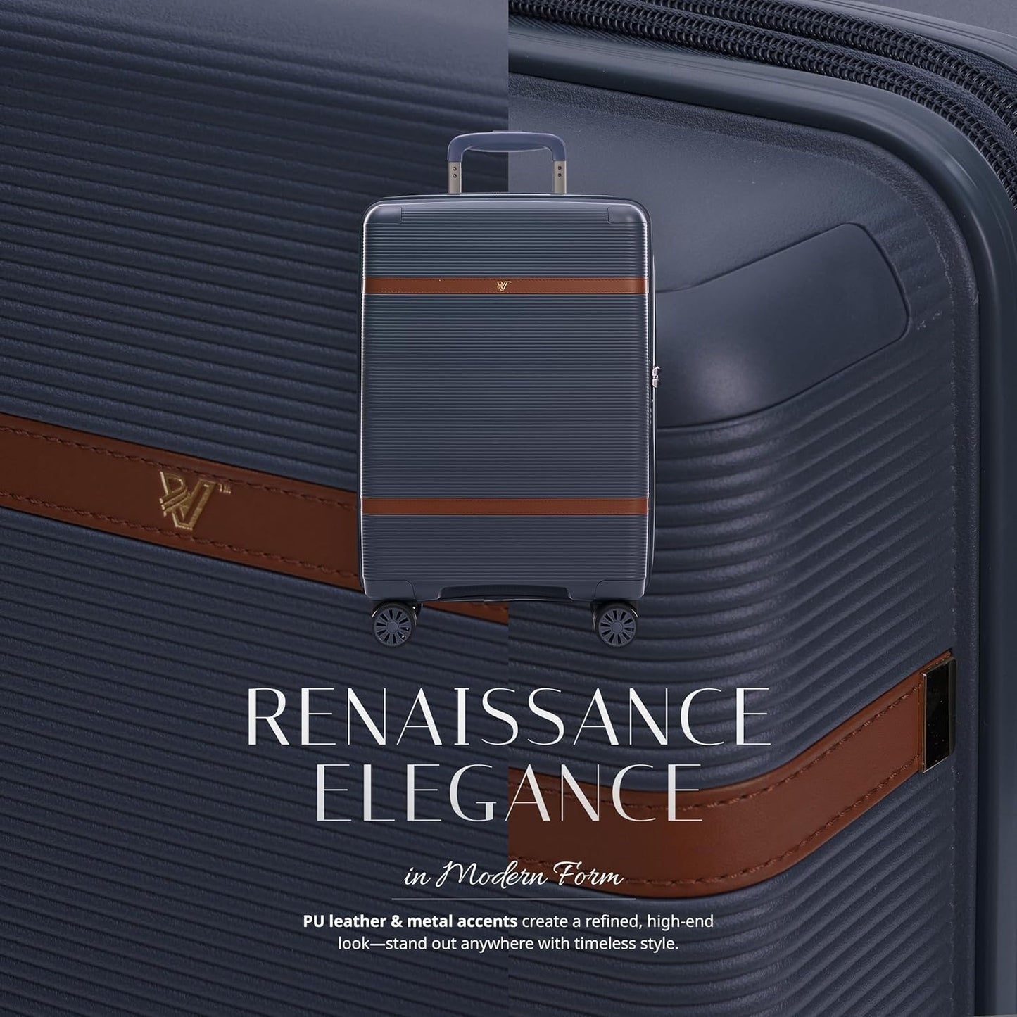 Verage Florence Hardside Carry-On Luggage with Spinner Wheels, Lightweight Expandable Suitcase with TSA Lock, Artist-Inspired Stylish Travel Luggage for Women, 20-Inch, Midnight Blue