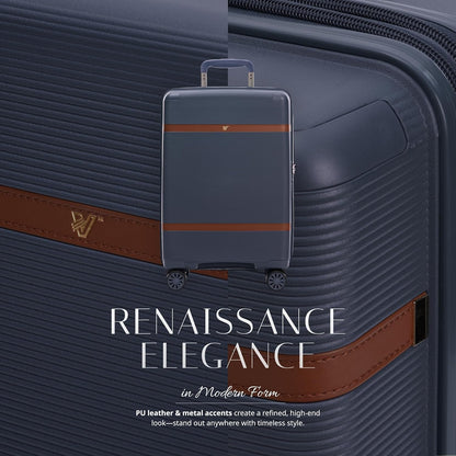 Verage Florence Hardside Carry-On Luggage with Spinner Wheels, Lightweight Expandable Suitcase with TSA Lock, Artist-Inspired Stylish Travel Luggage for Women, 20-Inch, Midnight Blue