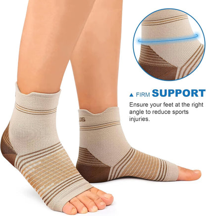 Plantar Fasciitis Sock (6 Pairs) for Men and Women, Compression Foot Sleeves with Arch and Ankle Support (Black, Nude, Navy, X-Large)